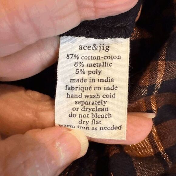 Ace & Zig Wrap Jumpsuit "Barn Wrap" St. Honore Brown Metallic Gold Size Medium - Picture 7 of 14